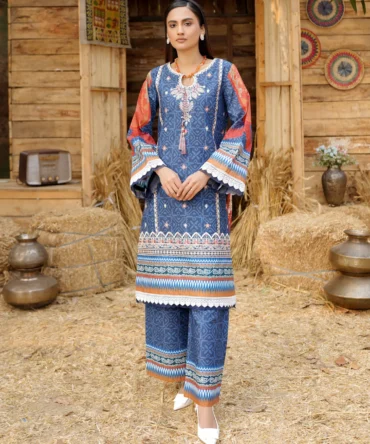 2 Piece Cotton Lawn Suite-Embroidered-HR39
