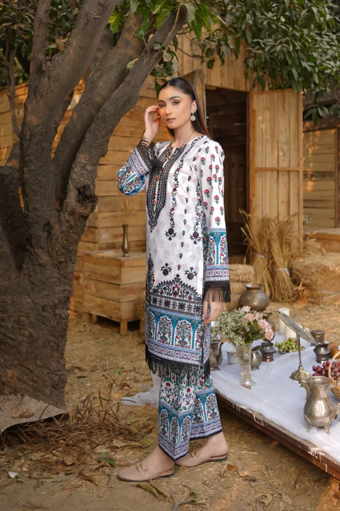2 Piece Cotton Lawn Suite-Embroidered-HR40 - Image 5