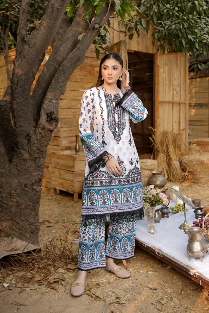 2 Piece Cotton Lawn Suite-Embroidered-HR40 - Image 6