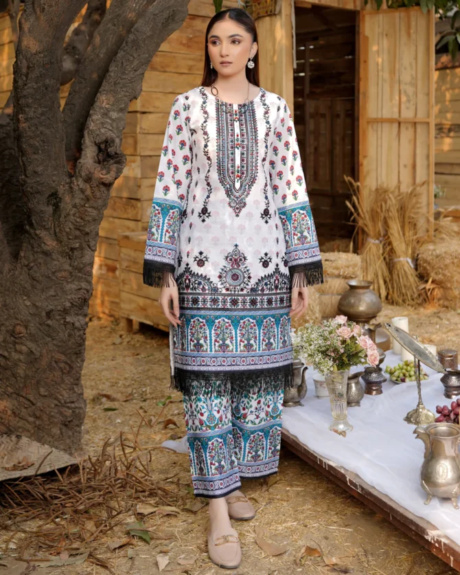 2 Piece Cotton Lawn Suite-Embroidered-HR40