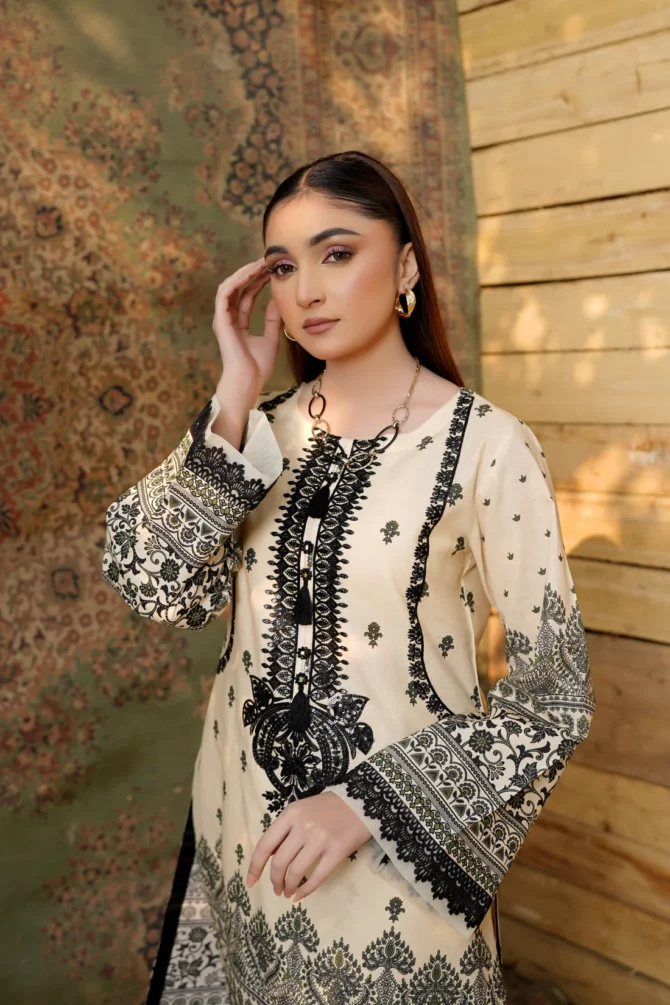 2 Piece Cotton Lawn Suite-Embroidered-HR41 - Image 6