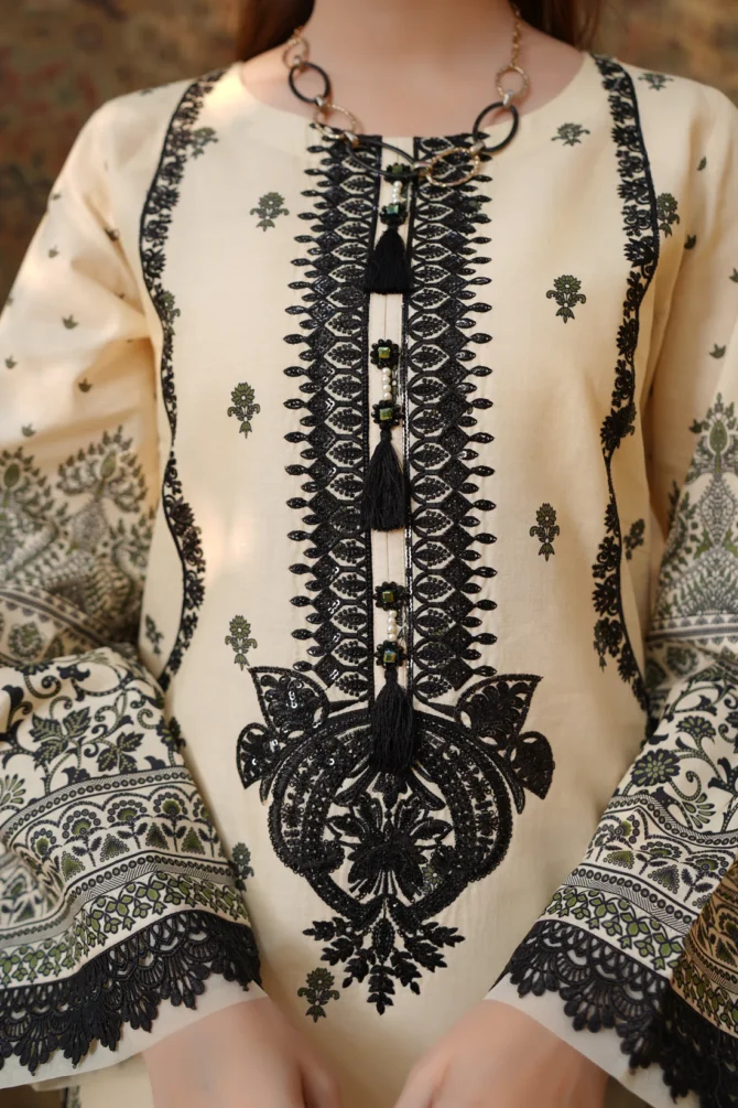 2 Piece Cotton Lawn Suite-Embroidered-HR41 - Image 5