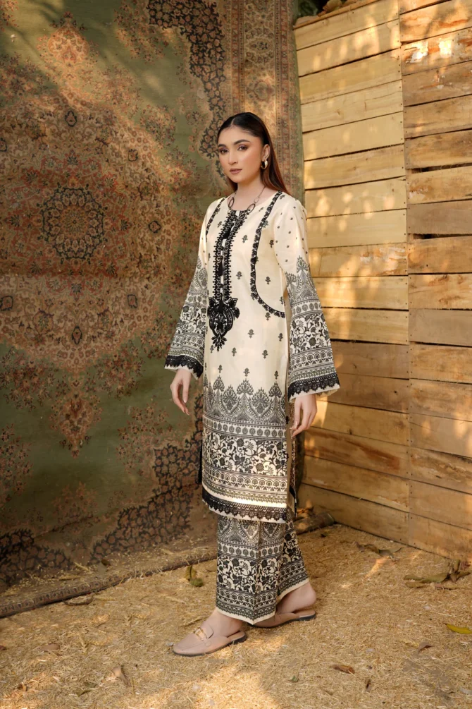 2 Piece Cotton Lawn Suite-Embroidered-HR41 - Image 3