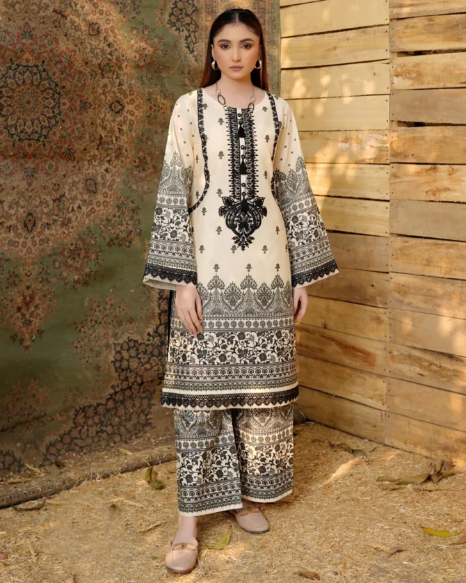 2 Piece Cotton Lawn Suite-Embroidered-HR41