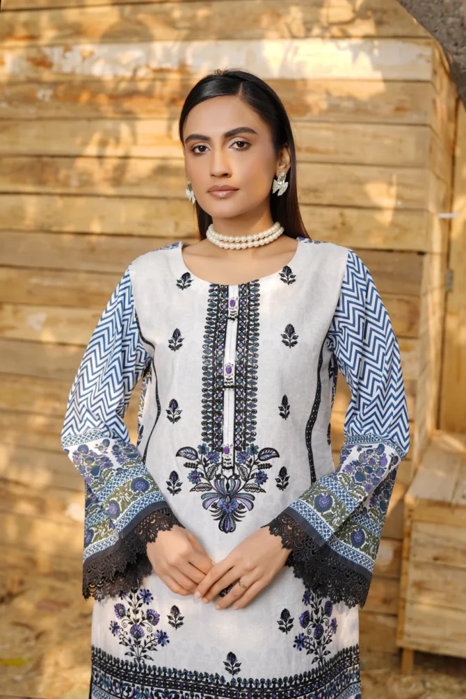 2 Piece Cotton Lawn Suite-Embroidered-HR42 - Image 6