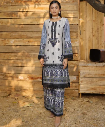 2 Piece Cotton Lawn Suite-Embroidered-HR42