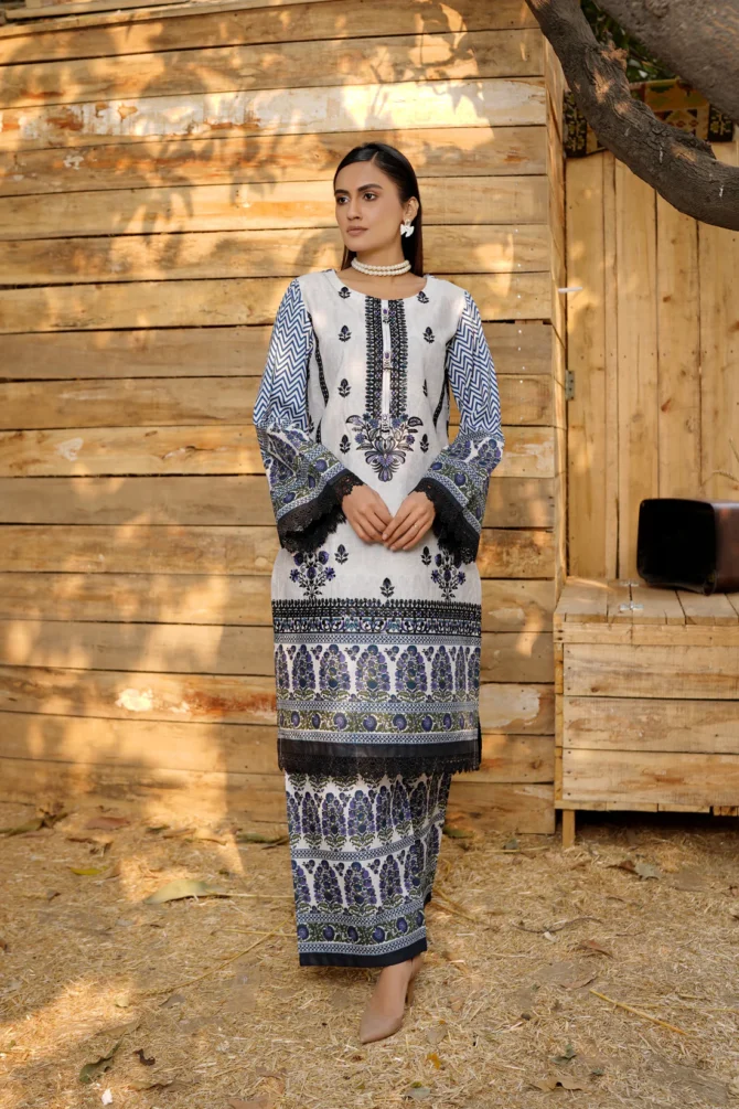 2 Piece Cotton Lawn Suite-Embroidered-HR42 - Image 4