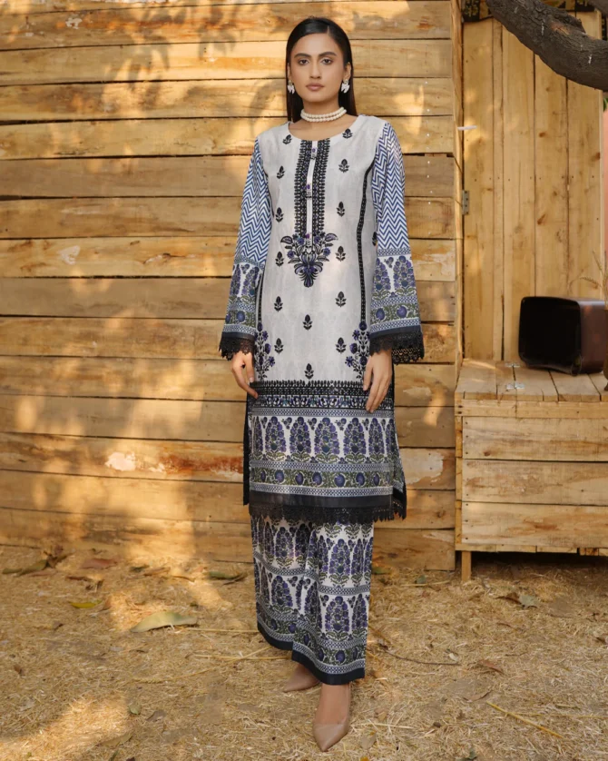 2 Piece Cotton Lawn Suite-Embroidered-HR42