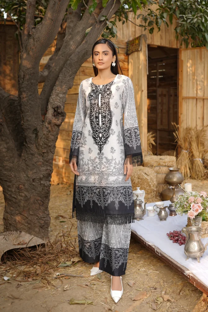 2 Piece Cotton Lawn Suite-Embroidered-HR43 - Image 4