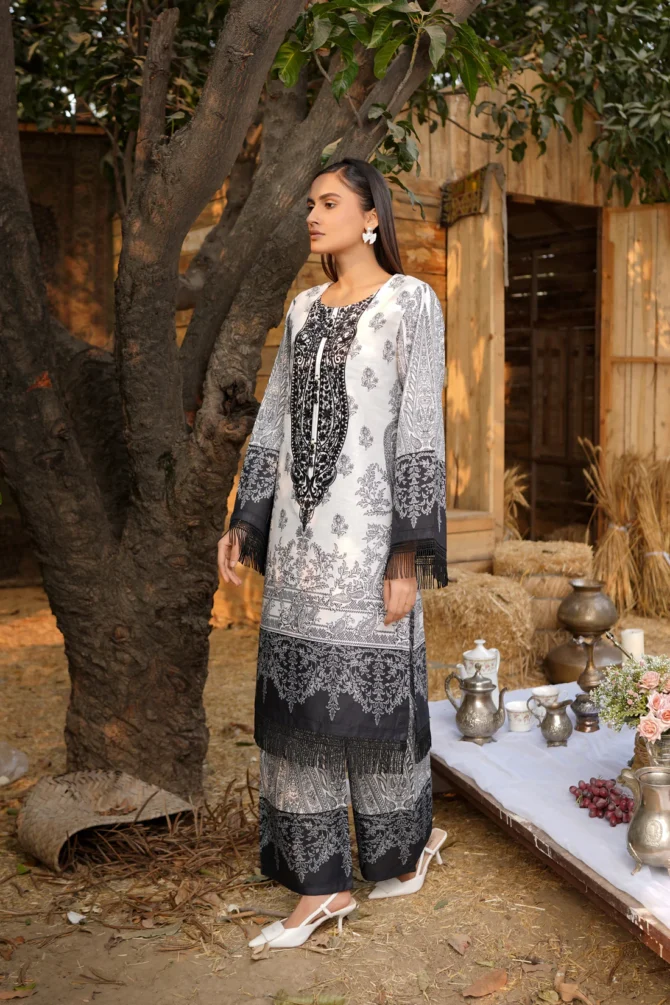 2 Piece Cotton Lawn Suite-Embroidered-HR43 - Image 3