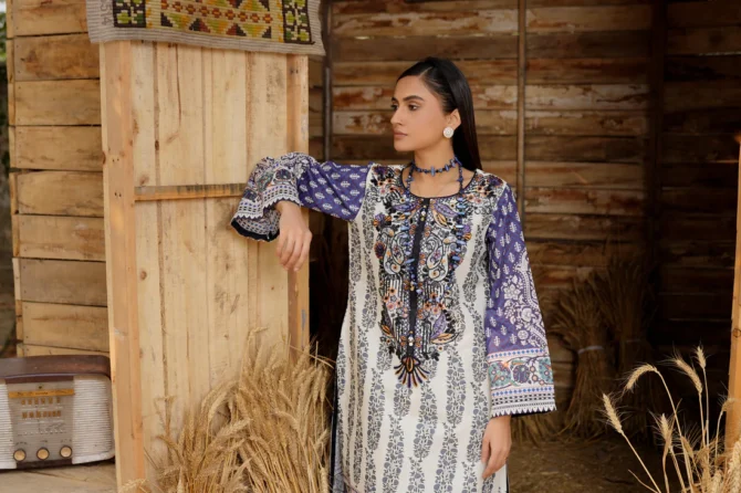 2 Piece Cotton Lawn Suite-Embroidered-HR44 - Image 6