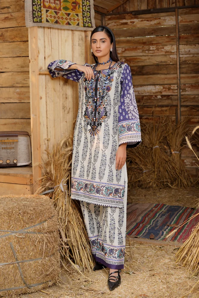 2 Piece Cotton Lawn Suite-Embroidered-HR44 - Image 5