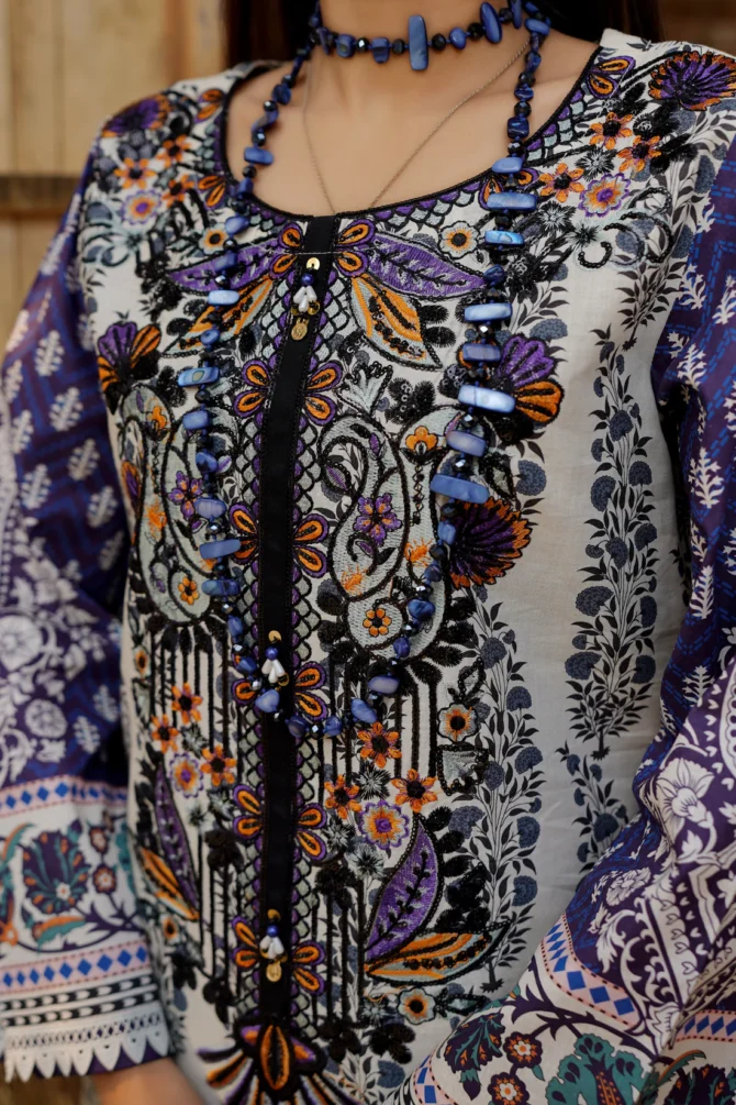 2 Piece Cotton Lawn Suite-Embroidered-HR44 - Image 4