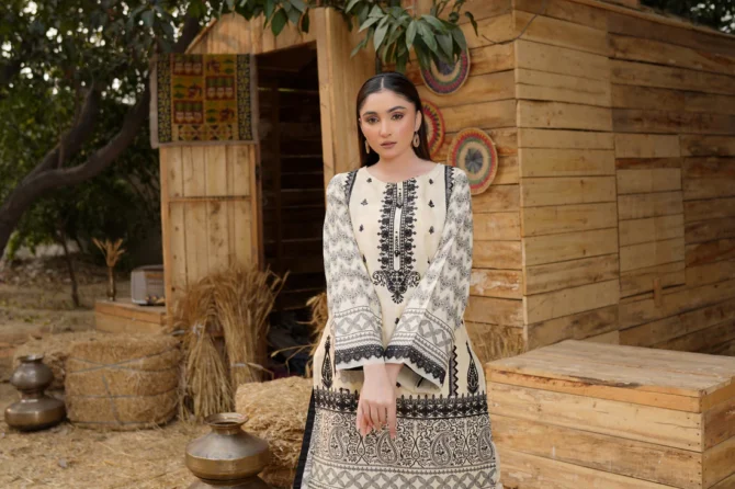 2 Piece Cotton Lawn Suite-Embroidered-HR38 - Image 7