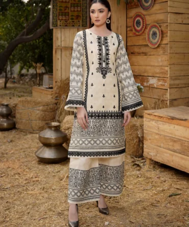 2 Piece Cotton Lawn Suite-Embroidered-HR38