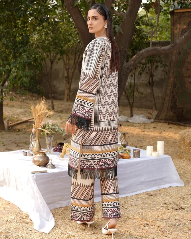 2 Piece Stitched-Embroidered Cotton Lawn Suit-HR34 - Image 7