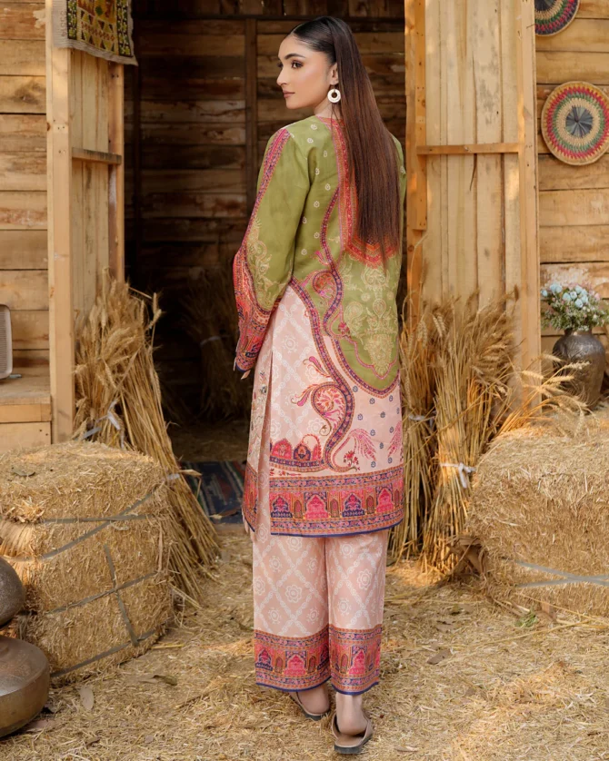2 Piece Stitched-Embroidered Cotton Lawn Suit-HR35 - Image 6