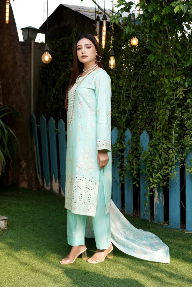 FEROZA 3 PIECE EMBROIDERED-JACQUARD COTTON-HR31 - Image 7