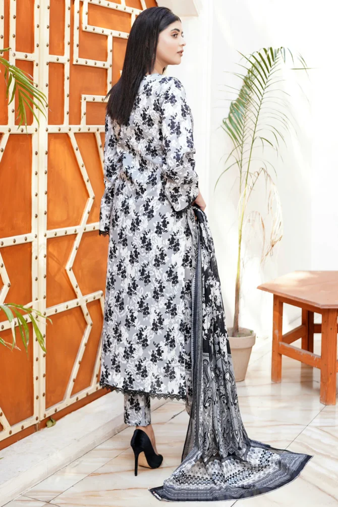 ZAHRA 3 PIECE  SUIT EMBROIDERED COTTON LAWN-HR25 - Image 2