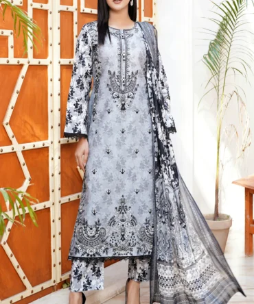 ZAHRA 3 PIECE  SUIT EMBROIDERED COTTON LAWN-HR25