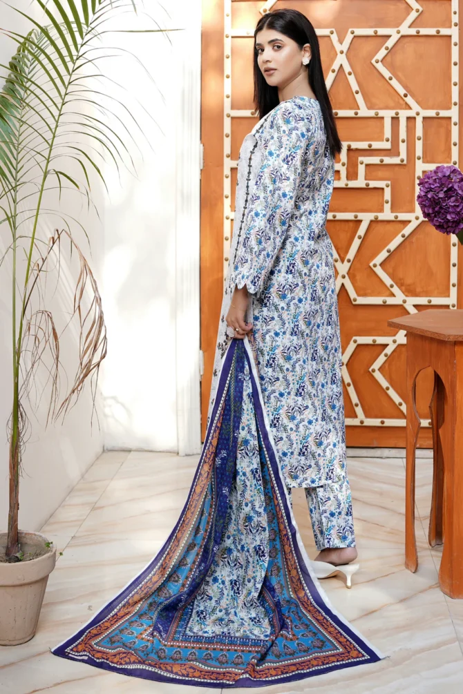 NAYAB 3 PIECE  SUIT EMBROIDERED COTTON LAWN-HR26 - Image 7