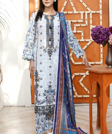 NAYAB 3 PIECE  SUIT EMBROIDERED COTTON LAWN-HR26