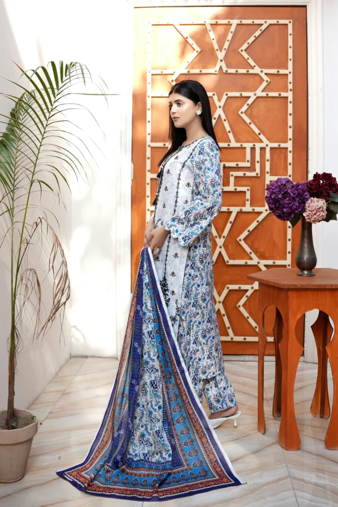 NAYAB 3 PIECE  SUIT EMBROIDERED COTTON LAWN-HR26 - Image 2