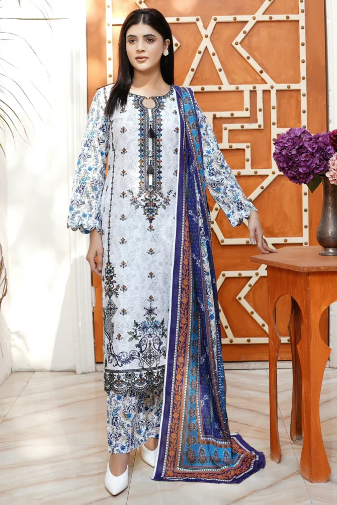 NAYAB 3 PIECE  SUIT EMBROIDERED COTTON LAWN-HR26