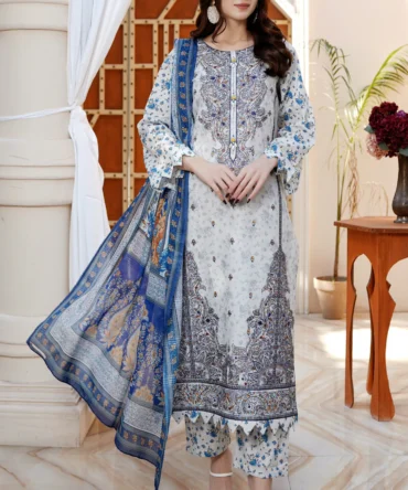 KASHISH 3 PIECE  SUIT EMBROIDERED COTTON LAWN -HR24