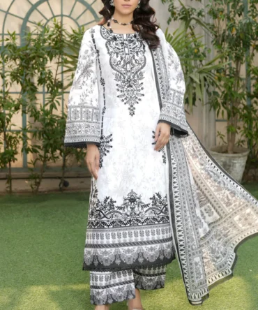 ZEESHA 3 PIECE  SUIT EMBROIDERED COTTON LAWN -HR-23
