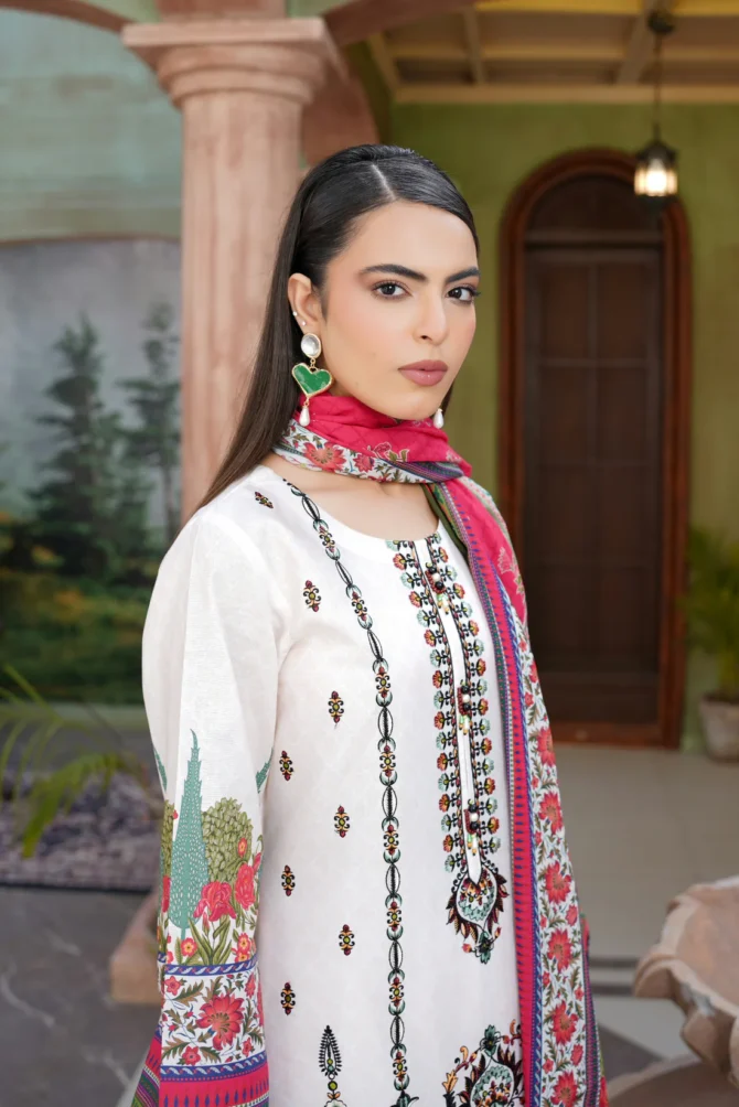 SATRANGI 3 PIECE  SUIT EMBROIDERED WITH PRINT-HR20 - Image 6