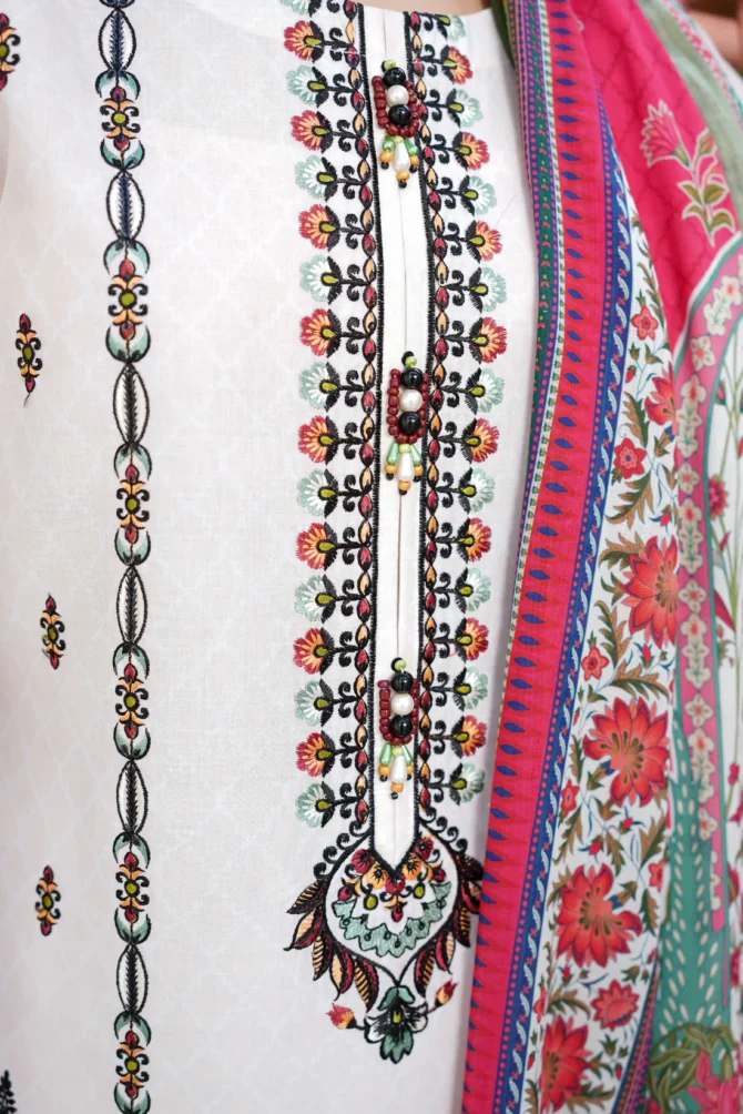 SATRANGI 3 PIECE  SUIT EMBROIDERED WITH PRINT-HR20 - Image 5