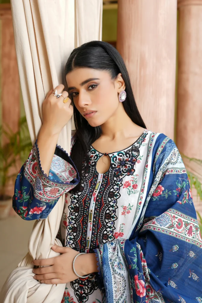 HAYAT 3 PIECE  SUIT EMBROIDERED WITH PRINT-HR21 - Image 6