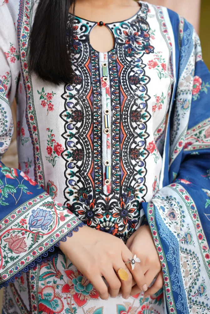 HAYAT 3 PIECE  SUIT EMBROIDERED WITH PRINT-HR21 - Image 5