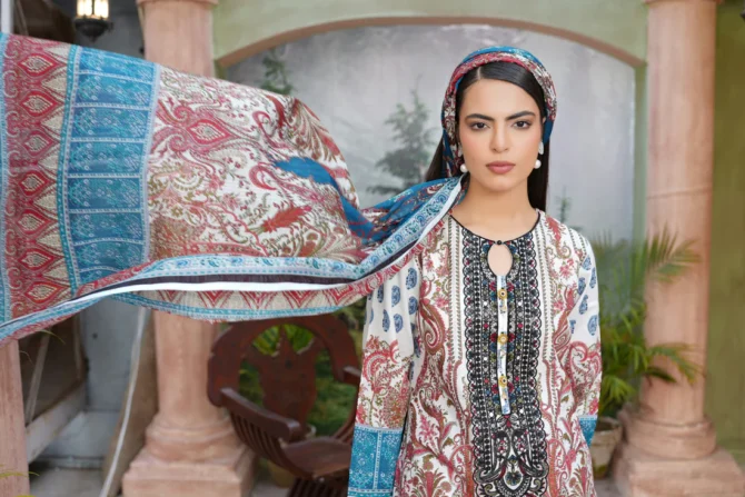 CHANDNI 3 PIECE  SUIT EMBROIDERED WITH PRINT-HR22 - Image 4