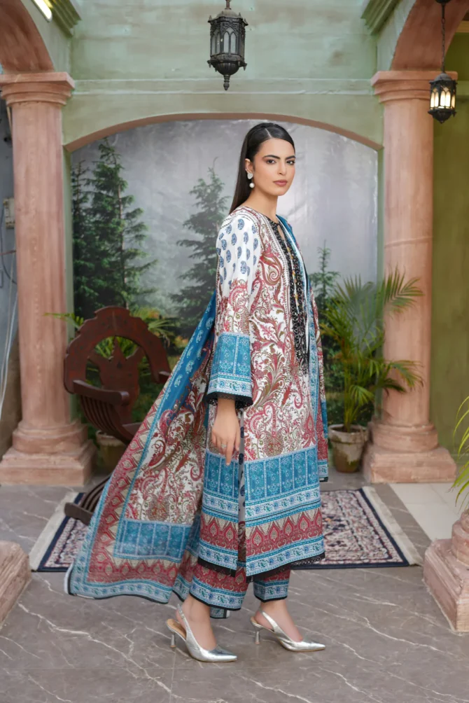 CHANDNI 3 PIECE  SUIT EMBROIDERED WITH PRINT-HR22 - Image 2