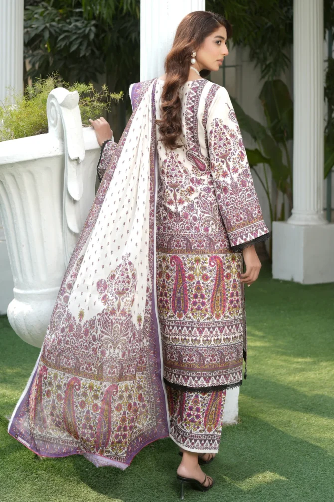 AYAT 3 PIECE  SUIT EMBROIDERED COTTON LAWN-HR29 - Image 7