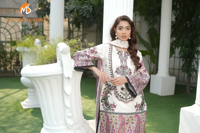 AYAT 3 PIECE  SUIT EMBROIDERED COTTON LAWN-HR29 - Image 6