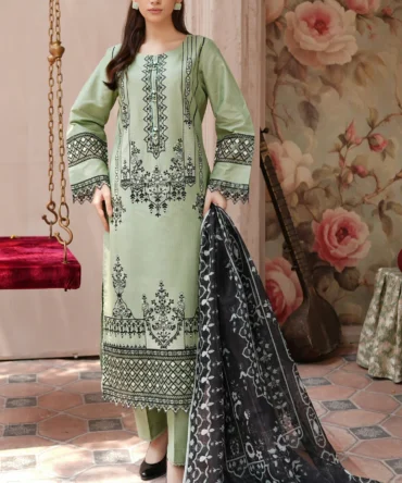 MAHROSH 3 PIECE EMBROIDERED-JACQUARD COTTON