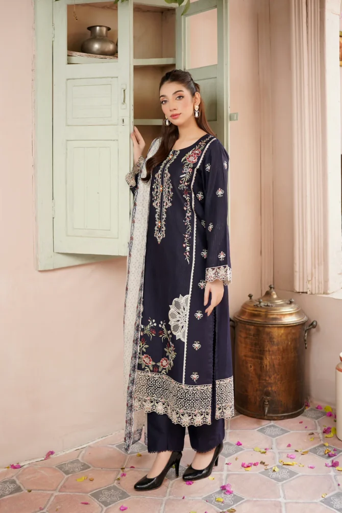 SYAAH 3 PIECE EMBROIDERED-JACQUARD COTTON-HR11 - Image 7