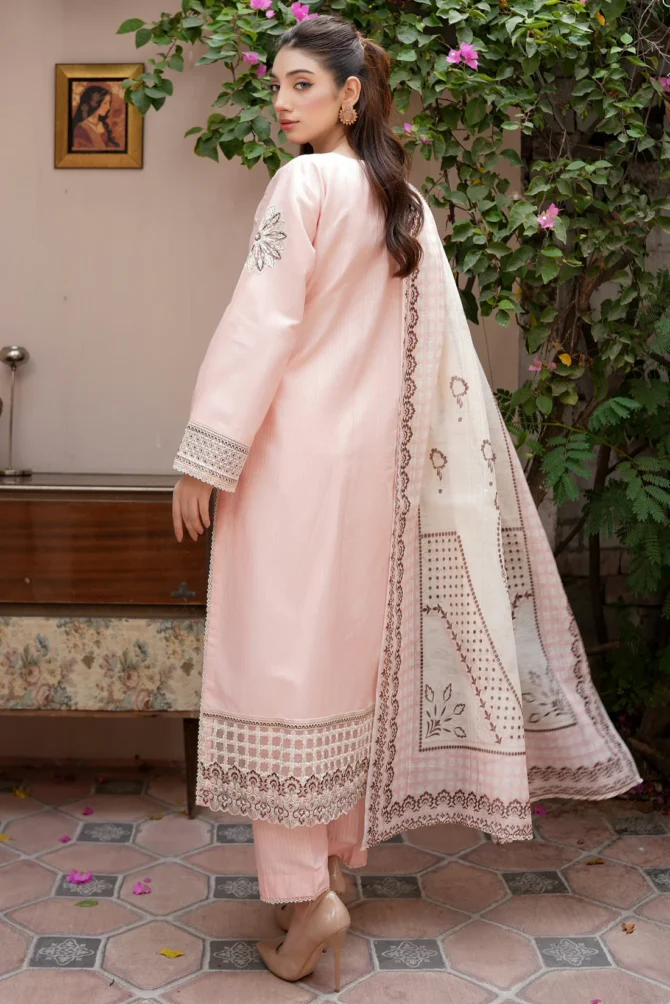 HAALA-E-ZAR 3 PIECE EMBROIDERED-JACQUARD COTTON-HR3 - Image 6