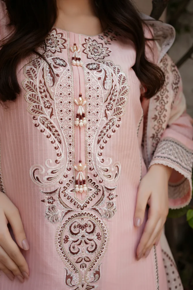 HAALA-E-ZAR 3 PIECE EMBROIDERED-JACQUARD COTTON-HR3 - Image 5