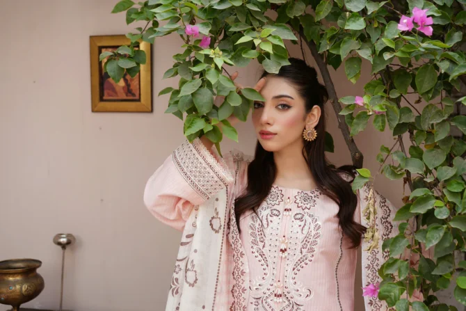 HAALA-E-ZAR 3 PIECE EMBROIDERED-JACQUARD COTTON-HR3 - Image 4