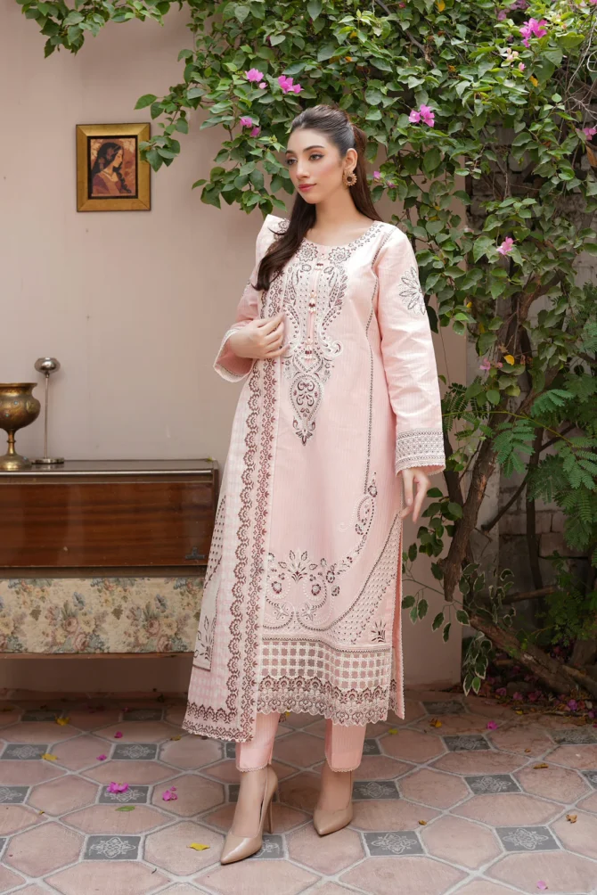 HAALA-E-ZAR 3 PIECE EMBROIDERED-JACQUARD COTTON-HR3 - Image 2