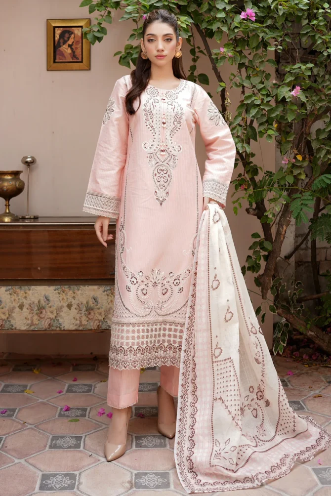 HAALA-E-ZAR 3 PIECE EMBROIDERED-JACQUARD COTTON-HR3