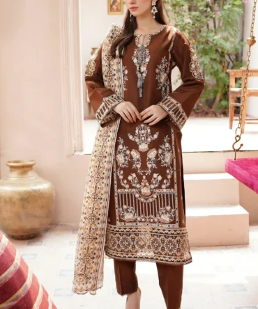 AATISH-E-LIBAAS 3 PIECE EMBROIDERED-JACQUARD COTTON-HR6