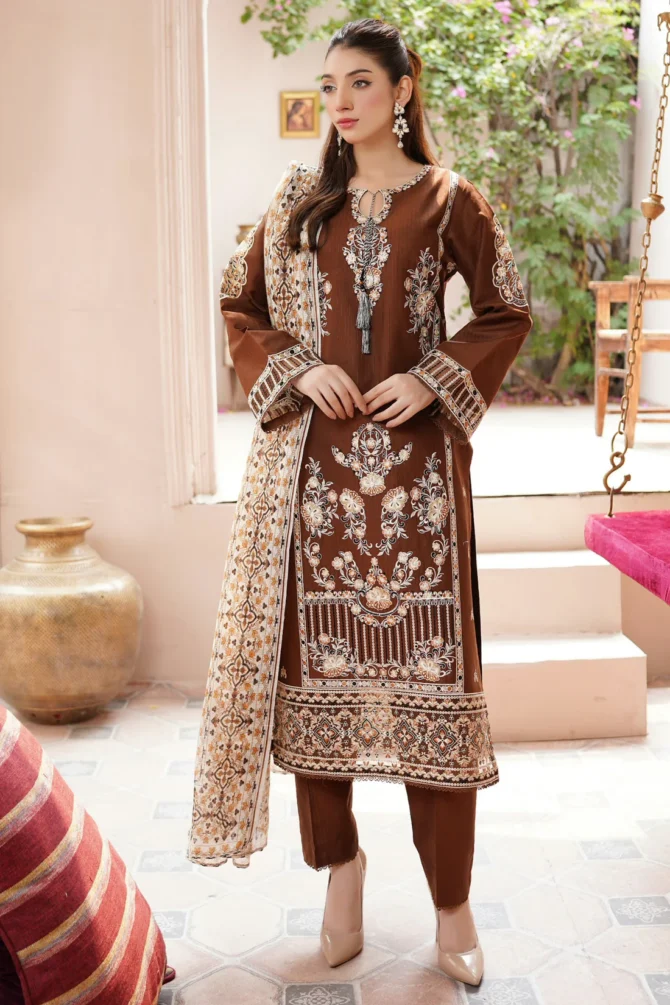 AATISH-E-LIBAAS 3 PIECE EMBROIDERED-JACQUARD COTTON-HR6
