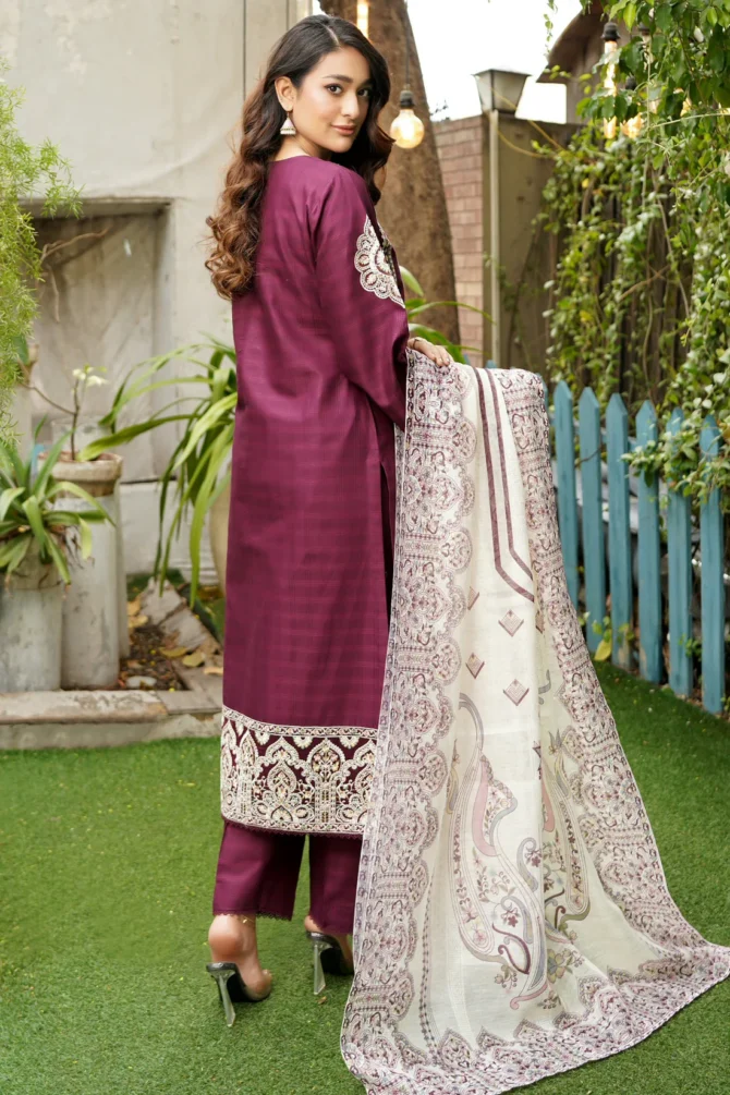BANAFSHA 3 PIECE EMBROIDERED-JACQUARD COTTON - Image 7