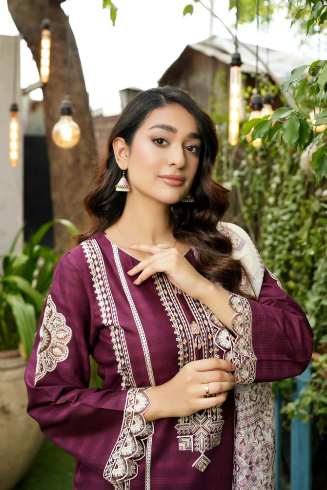 BANAFSHA 3 PIECE EMBROIDERED-JACQUARD COTTON - Image 6