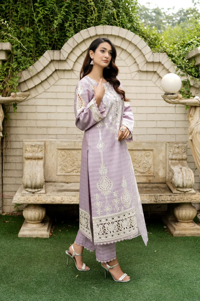 DILKASH 3 PIECE EMBROIDERED-JACQUARD COTTON-HR1 - Image 2